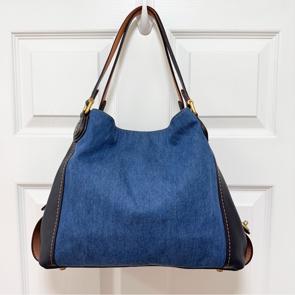 Coach Edie 31 Denim Tea Rose Appliqué Limited Edition Shoulder Bag - Picture 7 of 17